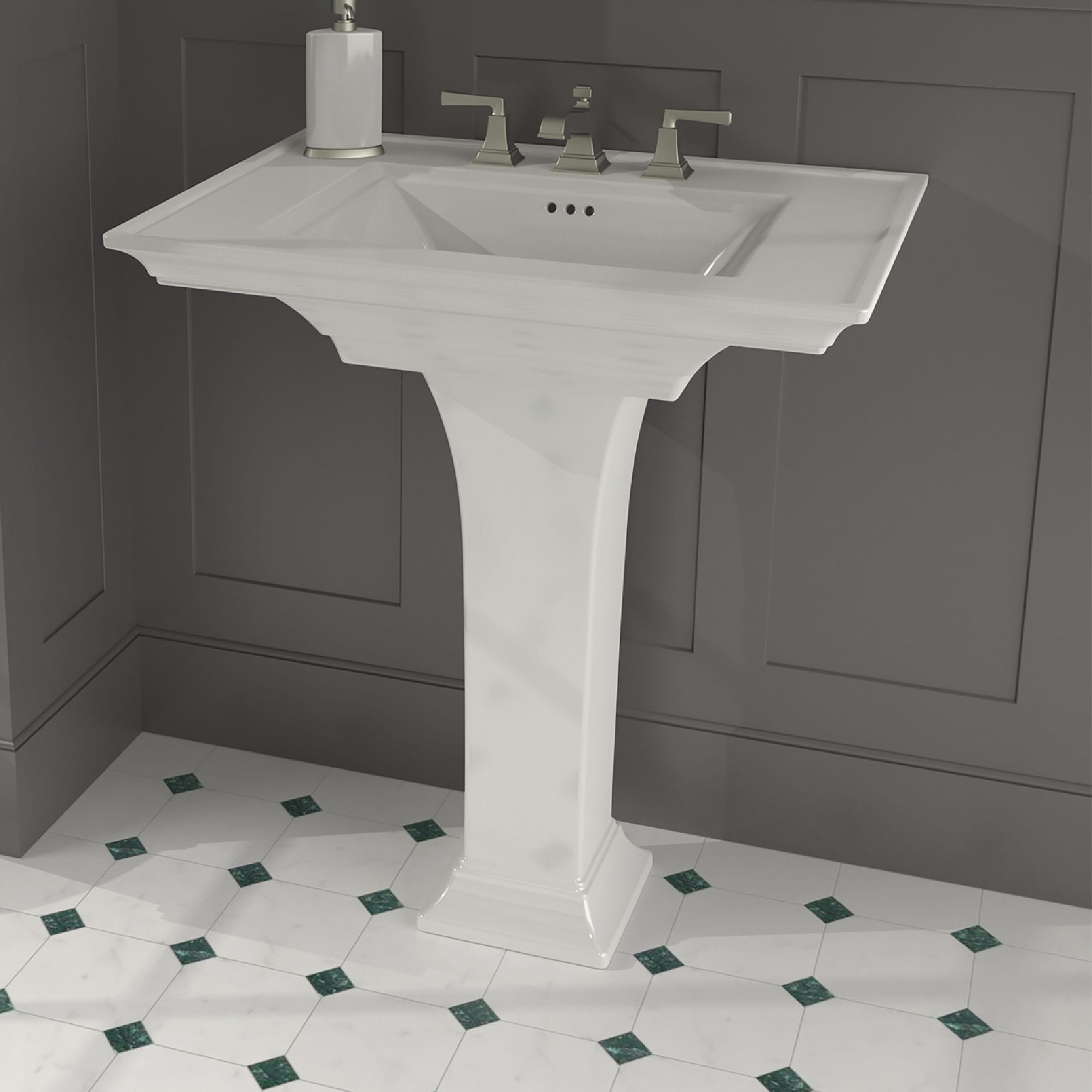 Town Square S 8 Inch Widespread Pedestal Sink Top and Leg Combination WHITE